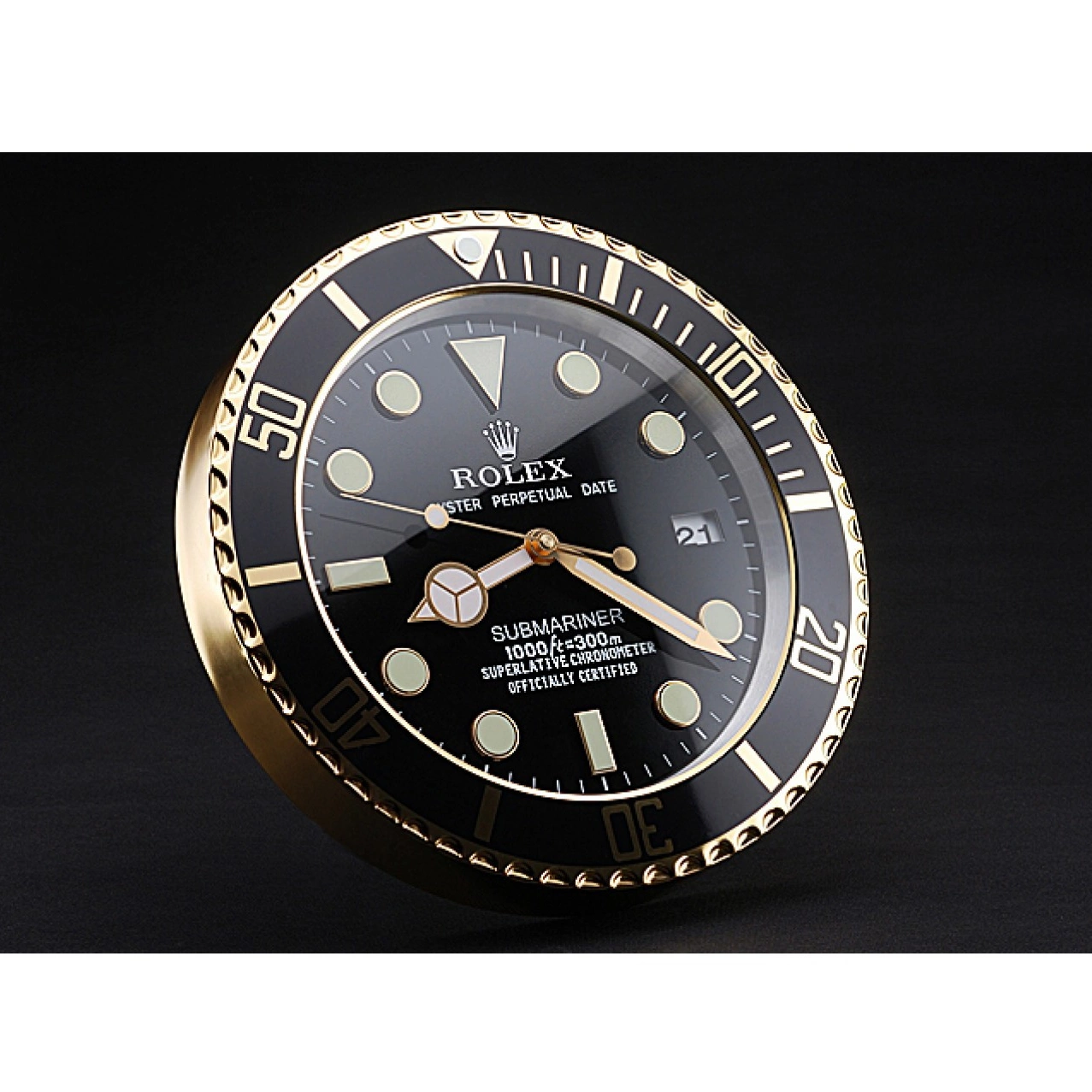 Aaa replica watch 622476 Clock Black-Gold Rolex Wall Submariner 0717